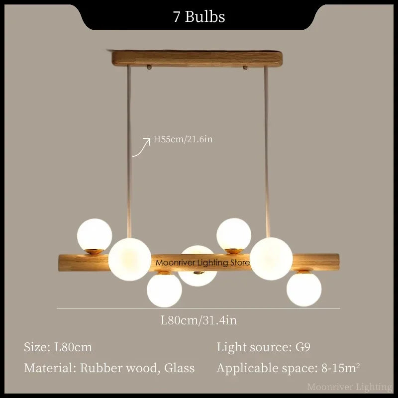 Axyaa Wood Pendant Chandelier LED Ceiling Lighting Fixture