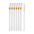 Axyaa Glass Drinking Straws Set with Brush - Bent Milk Shake & Cocktail Straw