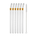 Axyaa Glass Drinking Straws Set with Brush - Bent Milk Shake & Cocktail Straw