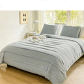 Axyaa Wide Stripe Duvet Cover Set, Solid Beige, Light Luxury, King Queen Sizes