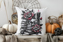 Axyaa Halloween Floral Skull Decorative Pillow Cover