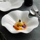 Axyaa Lotus Leaf Ceramic Soup Plate Set for Molecular Cuisine