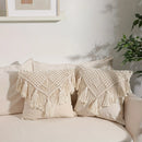 Bohemian Woven Tassel Throw Pillow Case, Axyaa Brand Decorative Cushion Cover, 18x18 in
