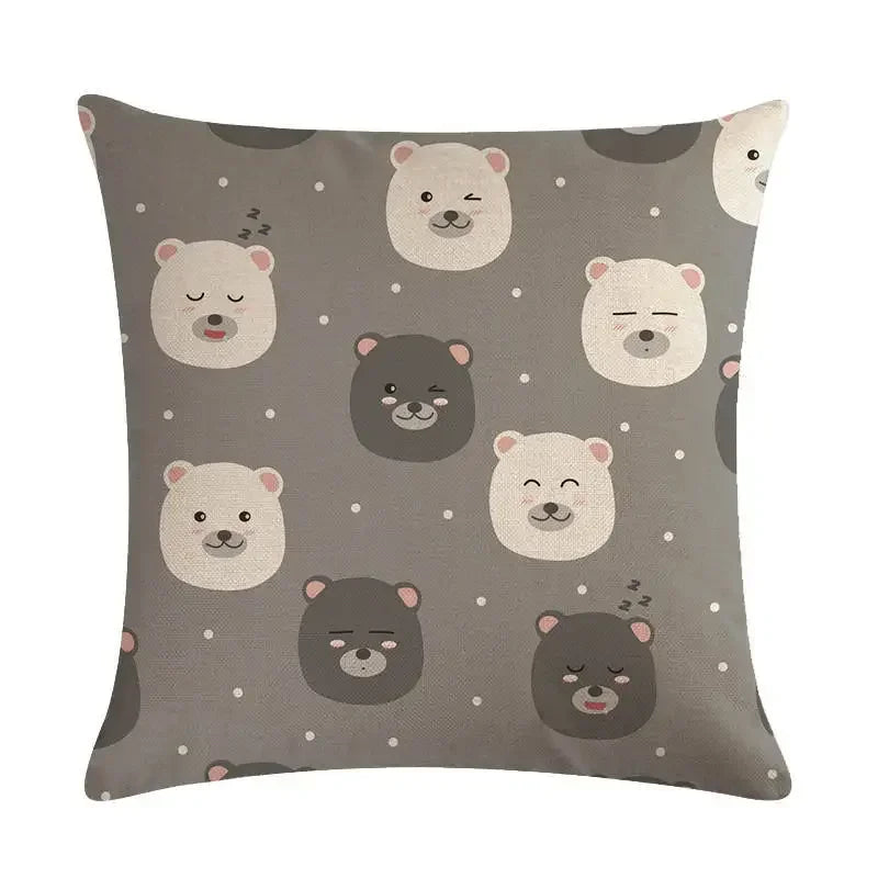 Nordic Cartoon Animal Print Linen Pillowcase for Axyaa Brand