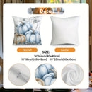 Axyaa Fall Blue Pumpkin Floral Leaf Pillow Covers for Bed Sofa Bedroom