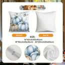 Fall Blue Pumpkin Floral Leaf Pillow Covers Set for Bed Sofa, Bedroom Decor by Axyaa