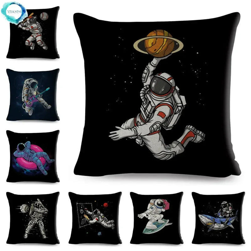 Axyaa Astronaut Sports Cushion: Fun Home Decor for Kids Room, Planet & Music Theme