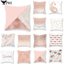 Axyaa Pink Bling Dots Geometric Throw Pillow Cover