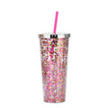 Axyaa Glitter Double Layer Sippy Cup, Large Capacity Reusable Coffee Milk Tea Cup