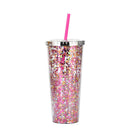 Axyaa Glitter Double Layer Sippy Cup, Large Capacity Reusable Coffee Milk Tea Cup