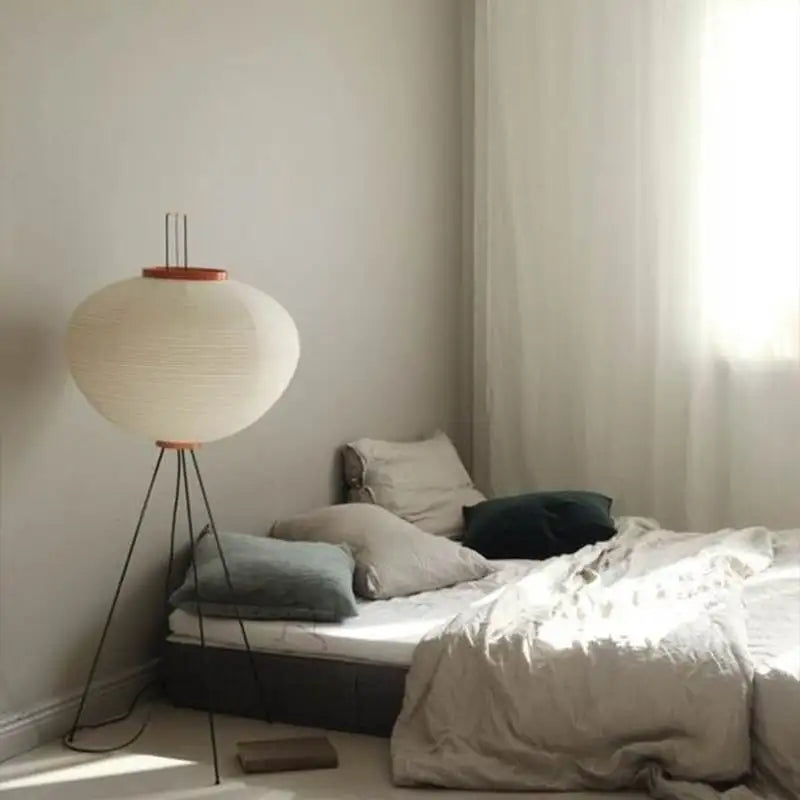 Axyaa Japanese Rice Paper Floor Lamp by Noguchi - Modern Wabi Sabi Corner Lantern