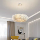 Axyaa Cloud Feather Pendant Light: Modern Cream Chandelier for Bedroom, Restaurant, Study—Warm & Romantic