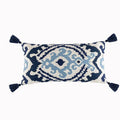 Axyaa Bohemian Tufted Lumbar Pillow Cover with Geometric Floral Embroidery & Pompom Tassels