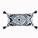 Axyaa Bohemian Tufted Lumbar Pillow Cover with Geometric Floral Embroidery & Pompom Tassels