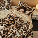 Axyaa Leopard Print Flannel Throw Blanket, Queen Size, Double Plush Comforter