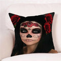 Axyaa Skull Floral Festival Cushion Cover - Halloween Home Decor