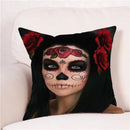 Axyaa Skull Floral Festival Cushion Cover - Halloween Home Decor