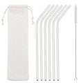 Axyaa Stainless Steel Straws Set 6Pcs with Cleaner Brush - Reusable Eco-Friendly Drinkware