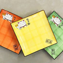 Axya Beckoning Cat Square Porcelain Plate: Japanese Multi-color Ceramic Tableware