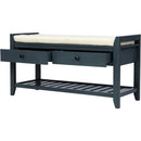 Axyaa Shoe Bench with Cushioned Seat, 2 Drawers, Slatted Shelf