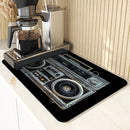 Axyaa Vintage Sound Desk Drain Pad, Heat Resistant Non-slip Dish Drying Mat