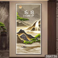 Axyaa Pine Entrance Landscape Wall Painting with High-End Electronic Clock