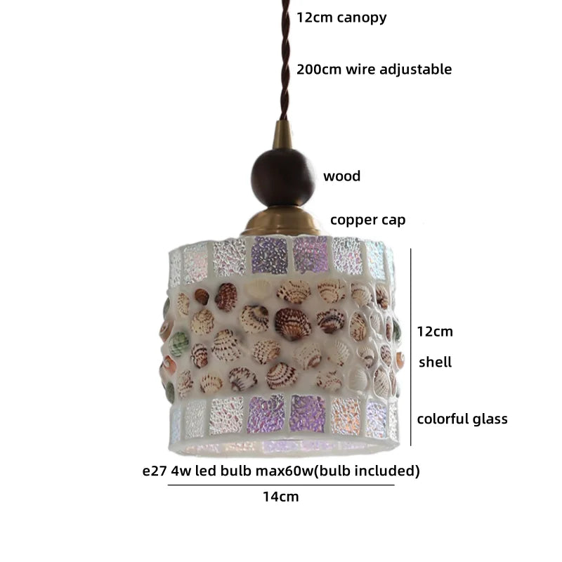Axyaa Ceramic Wood Copper LED Pendant Light - Japan Style Chandelier
