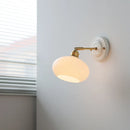 Axyaa White Glass LED Wall Light with Pull Chain Switch for Bedroom, Living Room, or Stairway