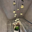 Axyaa Crystal Chandelier Stair Pendant Living Room Interior Lighting