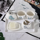 Axya Nordic Ceramic Bathroom Set: Soap Dispenser, Toothbrush Holder, Tumbler, Soap Dish