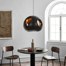 Axyaa Black LED Chandelier: Minimalist Designer Pendant Lamp for Kitchen, Dining Room, Bedroom