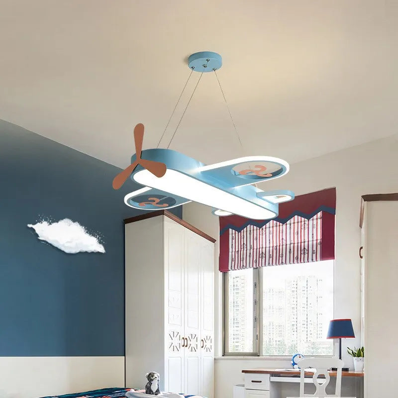 Axyaa Kids Wood Metal Plane Pendant Lights Nursery School LED