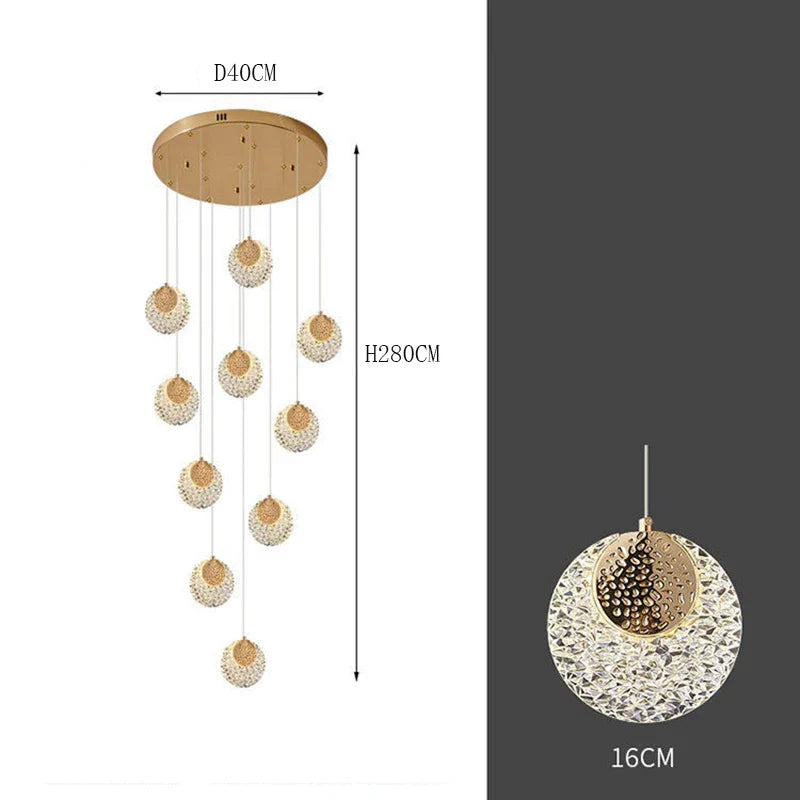 Axyaa Nordic Stair Chandelier Ceiling Light for Living and Dining Room