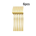Axyaa 30-Piece Stainless Steel Tableware Set with Golden Waist Design
