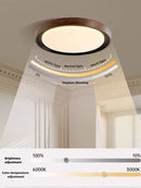 Axyaa Wood Grain Walnut LED Ceiling Light for Indoor Spaces - Modern Decorative Lamp