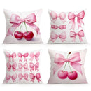 Cherry & Bowknot Pattern Pillowcase – Axyaa Decorative Cushion Cover