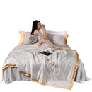 Axyaa Ice Silk Quilted Bedspread - Simple European Style, Cool Summer Quilt