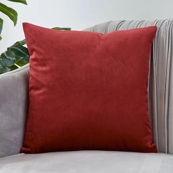 Super Cozy Burgundy Velvet Throw Pillow Cover for Luxe Home Decor by Axyaa