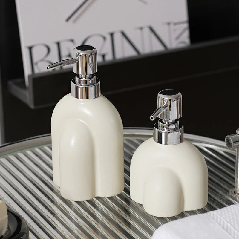 Axya Geometric Stripes Ceramic Soap Dispenser Set
