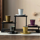 Axyaa Iced Ceramic Teacups Set - 40ML Ceramic Espresso Cups and Saucers Home Tea Set