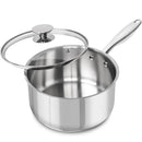 Axyaa 3-qt Stainless Steel Stew Pot with Lid, Induction Compatible, Thick Bottom