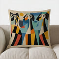 Axyaa Geometric Birds Pattern Throw Pillow Cover for Sofa, Bedroom, Car