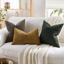 Axyaa Textured Chenille Pillow Cover, Cozy Nubby, Fall Winter Neutral Tones