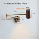 Axyaa Walnut Log Rocker Arm Wall Lamp for Living Room, Bedroom, Study - LED Lighting