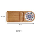Axyaa Solid Wood Tea Tray with Heat Insulation for Dining and Serving