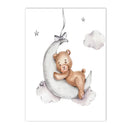 Axyaa Boho Cloud Moon Bear Nursery Wall Art Poster Kids Room Decor