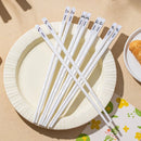 Axyaa Panda Chopsticks Set - White Cartoon Alloy, Anti-slip, Anti-bacterial