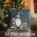 Axyaa Festive Santa & Deer Pattern Cushion Cover for Sofa, Bedroom, Car