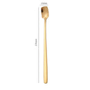 Axyaa Stainless Steel Square Coffee Spoons - Long Handle Dessert Spoons for Kitchen