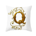 Axyaa European Gold 26 Letters Digital Printed Pillowcase for Home Decor